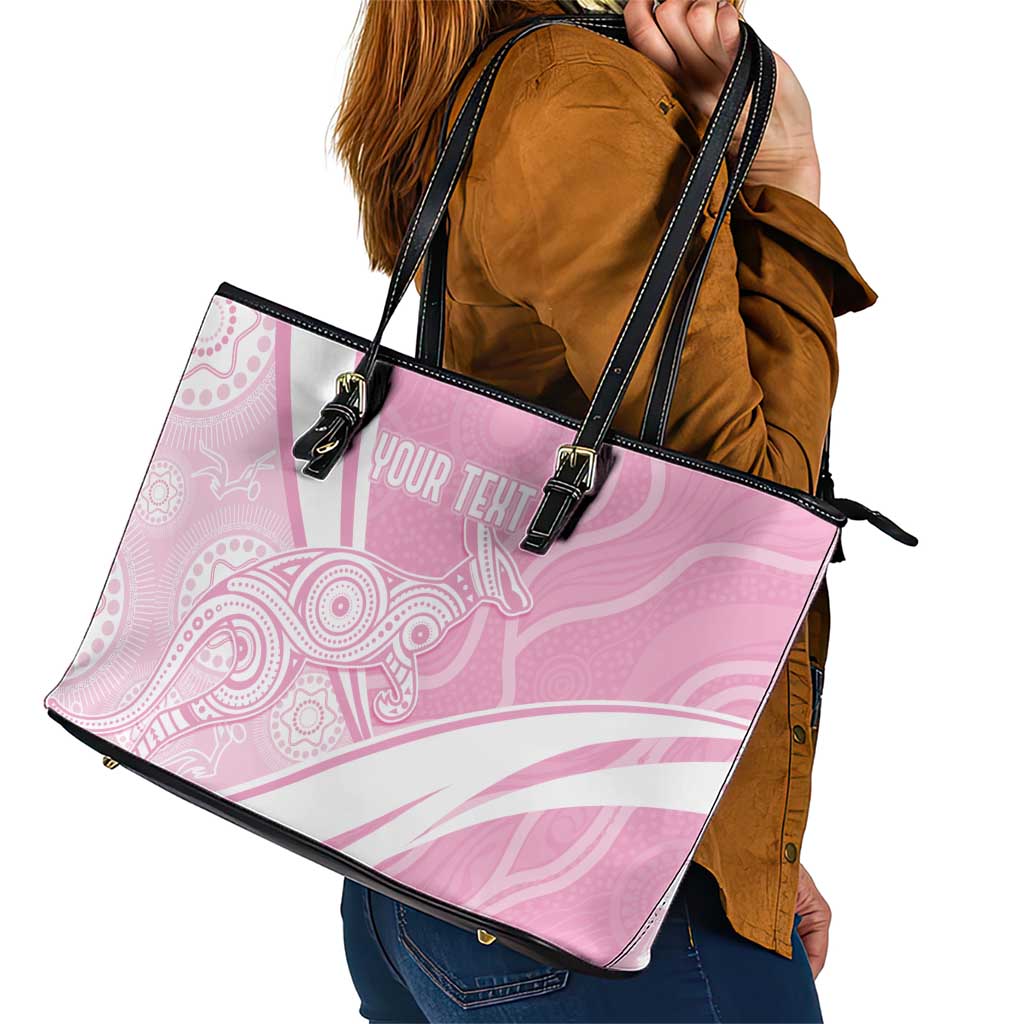 Australia Bowls Personalised Indigenous Pink Round Leather Tote Bag - Aussie Hoodie