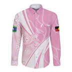 Australia Bowls Personalised Indigenous Pink Round Long Sleeve Button Shirt - Aussie Hoodie