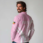 Australia Bowls Personalised Indigenous Pink Round Long Sleeve Polo Shirt - Aussie Hoodie