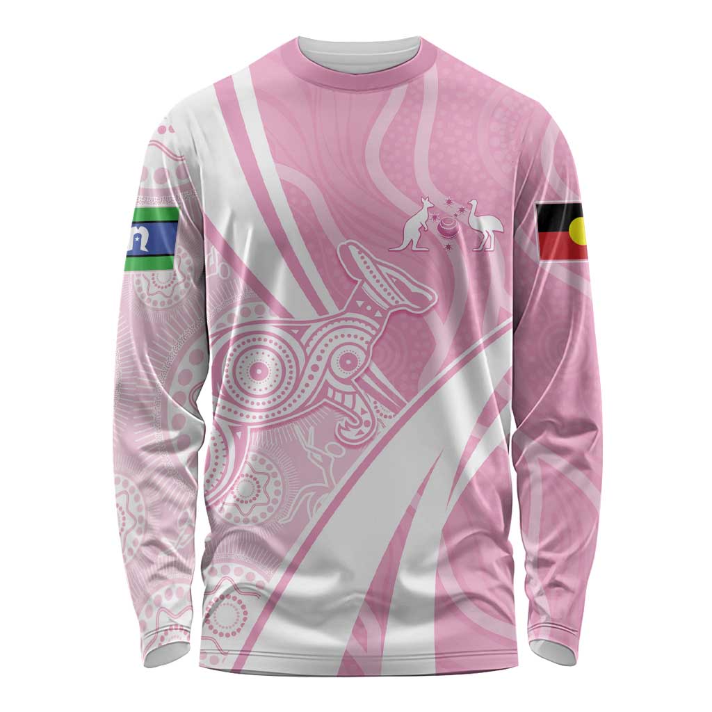 Australia Bowls Personalised Indigenous Pink Round Long Sleeve Shirt - Aussie Hoodie