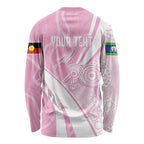 Australia Bowls Personalised Indigenous Pink Round Long Sleeve Shirt - Aussie Hoodie