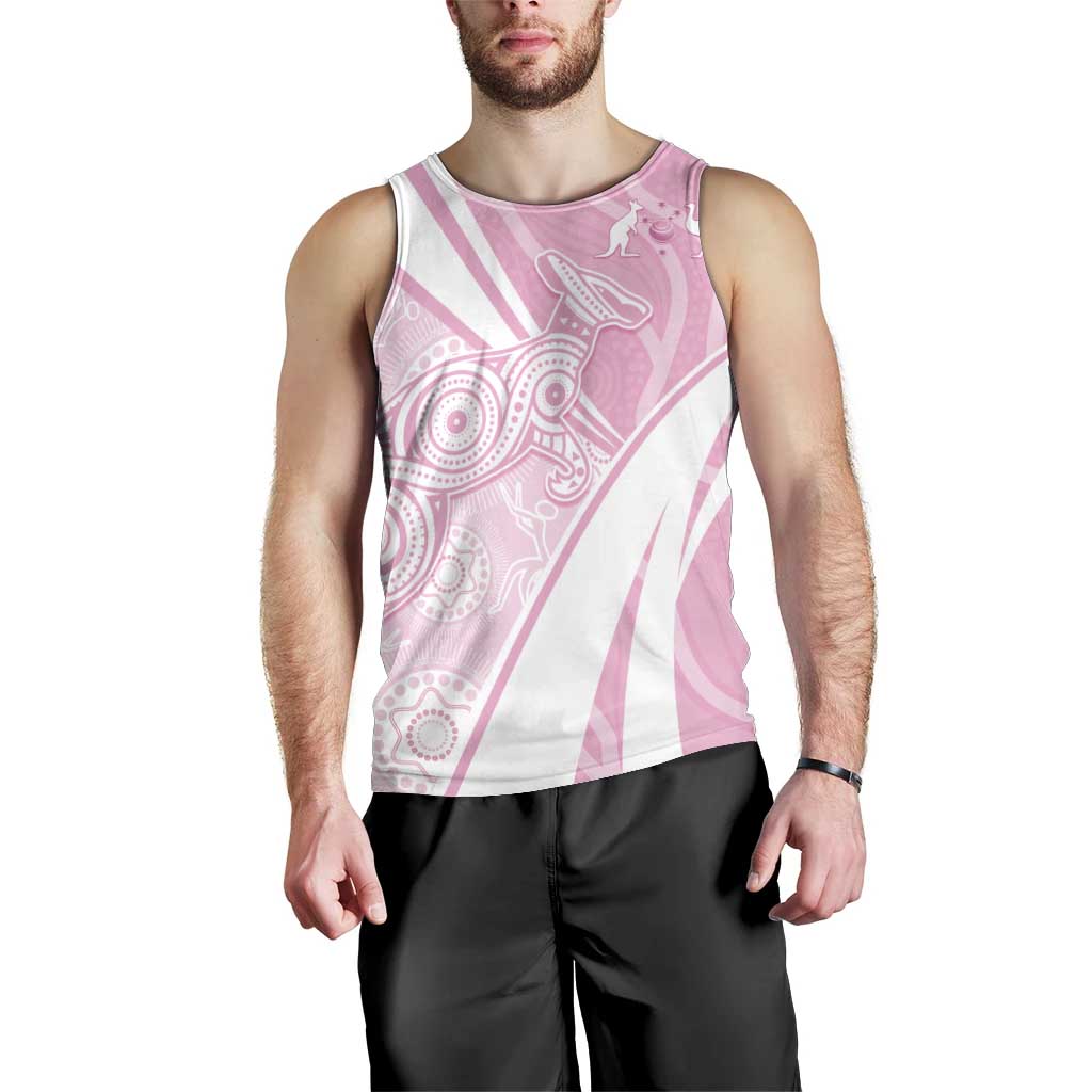 Australia Bowls Personalised Indigenous Pink Round Men Tank Top - Aussie Hoodie