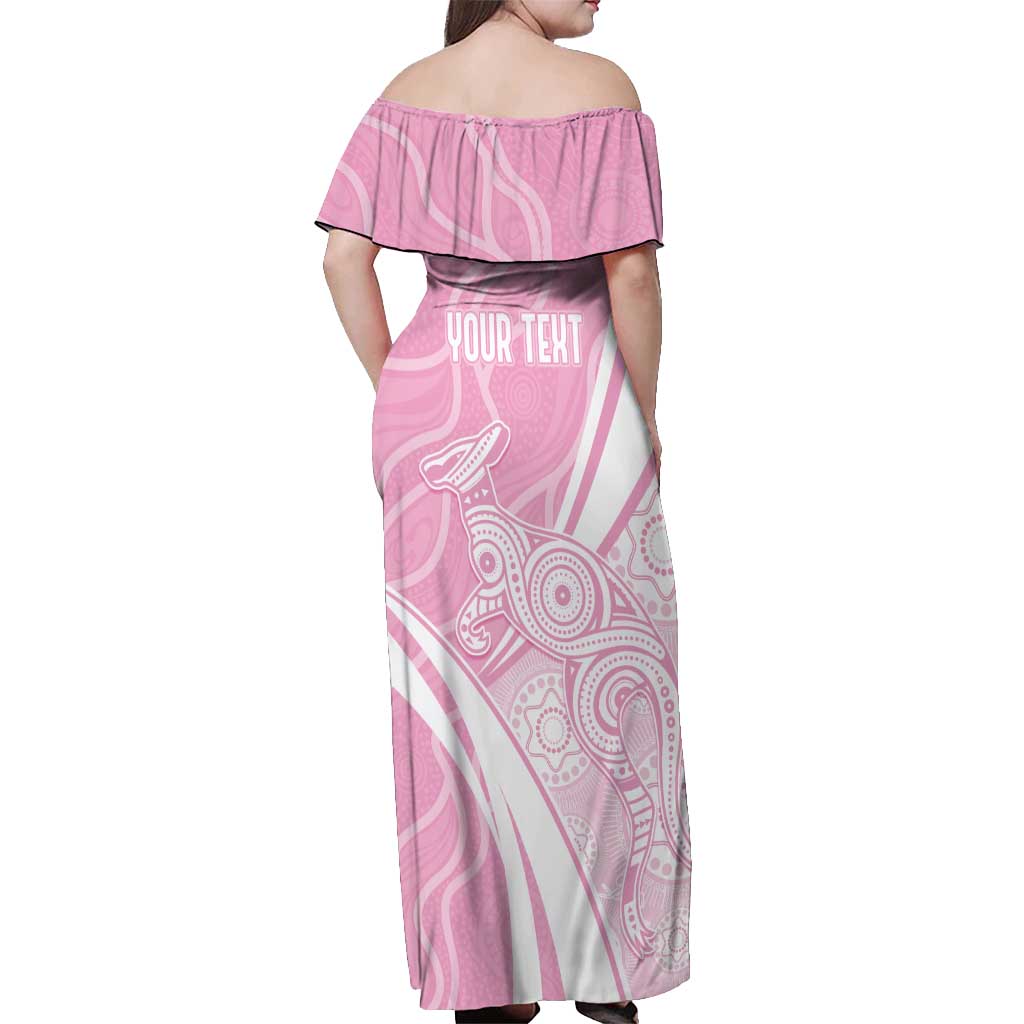 Australia Bowls Personalised Indigenous Pink Round Off Shoulder Maxi Dress - Aussie Hoodie