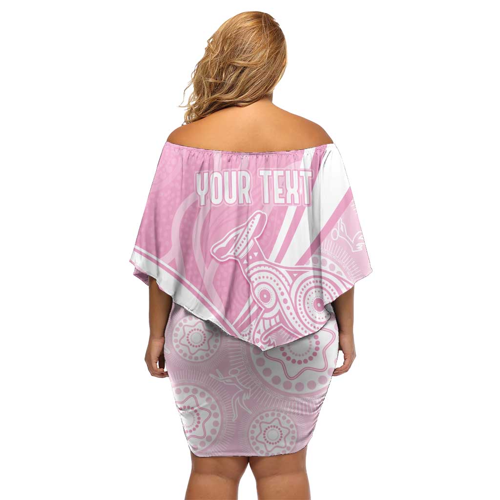 Australia Bowls Personalised Indigenous Pink Round Off Shoulder Short Dress - Aussie Hoodie