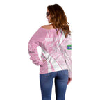 Australia Bowls Personalised Indigenous Pink Round Off Shoulder Sweater - Aussie Hoodie