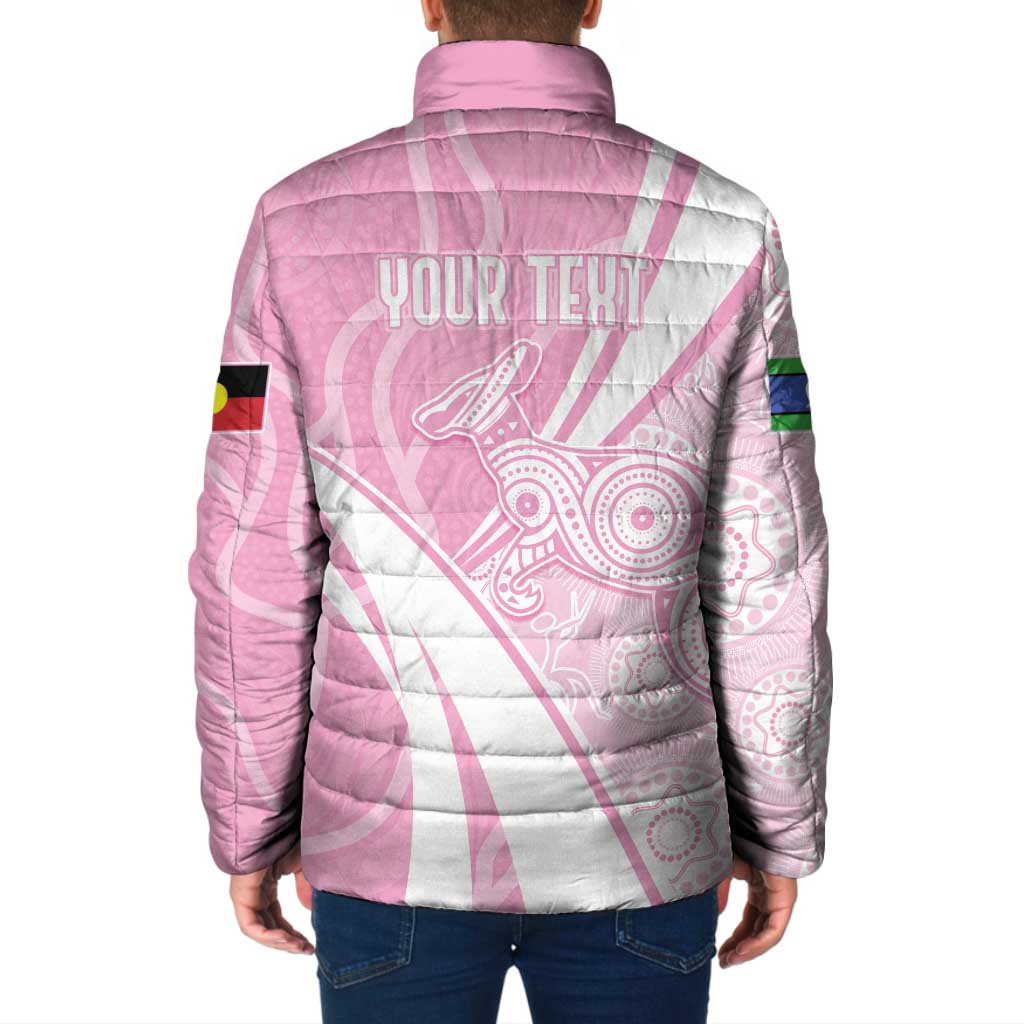 Australia Bowls Personalised Indigenous Pink Round Padded Jacket - Aussie Hoodie