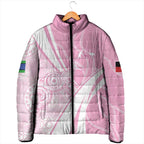 Australia Bowls Personalised Indigenous Pink Round Padded Jacket - Aussie Hoodie