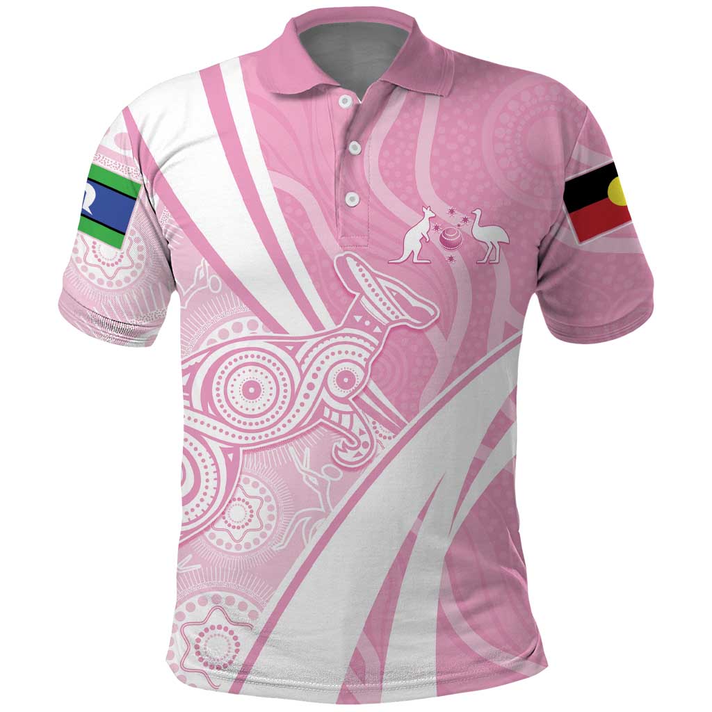 Australia Bowls Personalised Indigenous Pink Round Polo Shirt - Aussie Hoodie