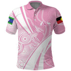 Australia Bowls Personalised Indigenous Pink Round Polo Shirt - Aussie Hoodie