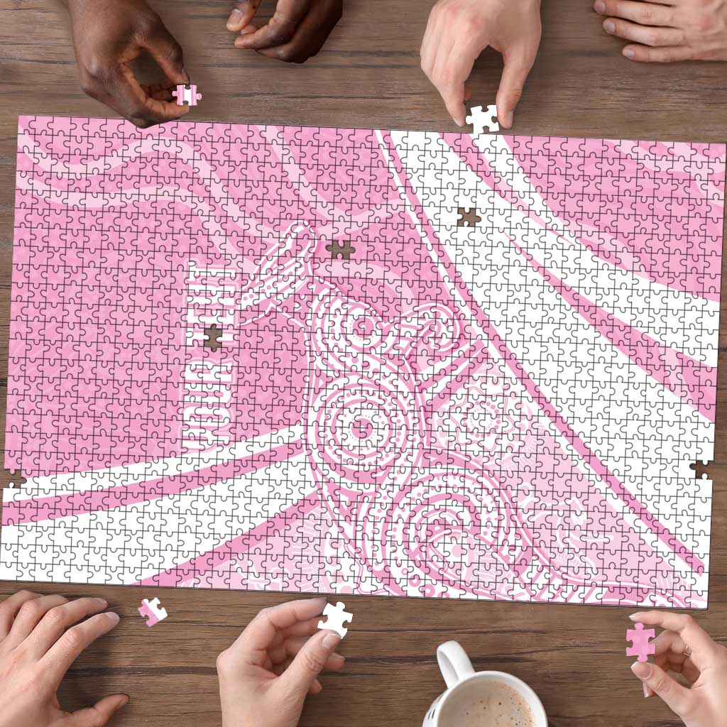 Australia Bowls Personalised Indigenous Pink Round Puzzle - Aussie Hoodie