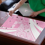 Australia Bowls Personalised Indigenous Pink Round Puzzle - Aussie Hoodie