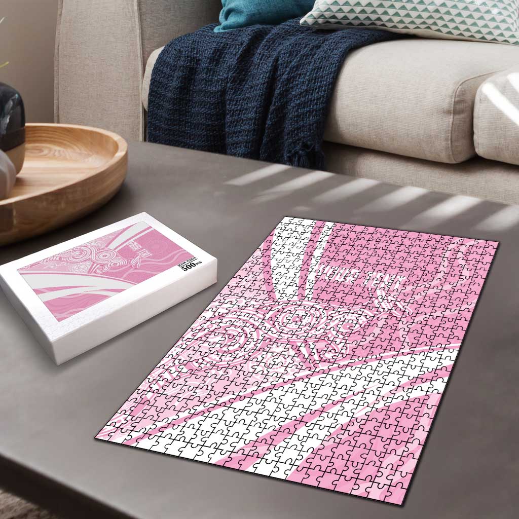 Australia Bowls Personalised Indigenous Pink Round Puzzle - Aussie Hoodie