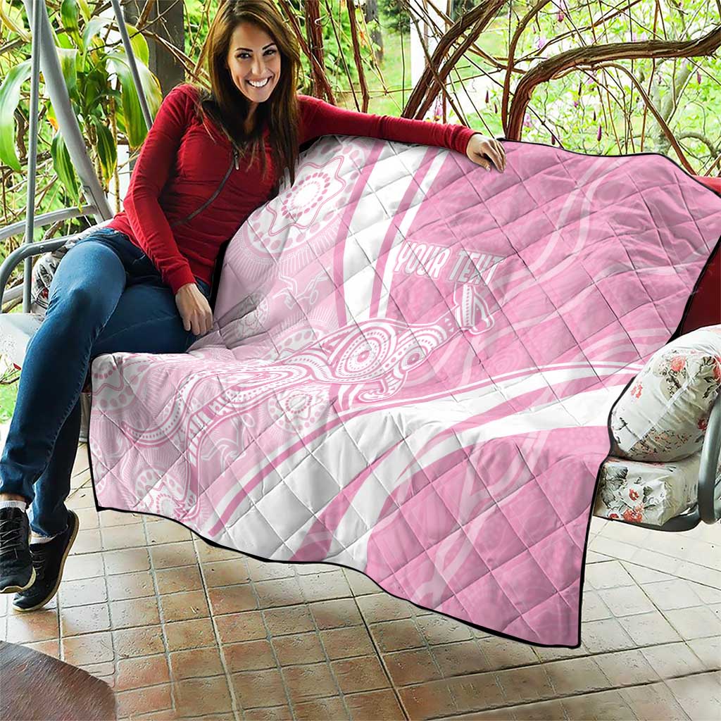 Australia Bowls Personalised Indigenous Pink Round Quilt - Aussie Hoodie