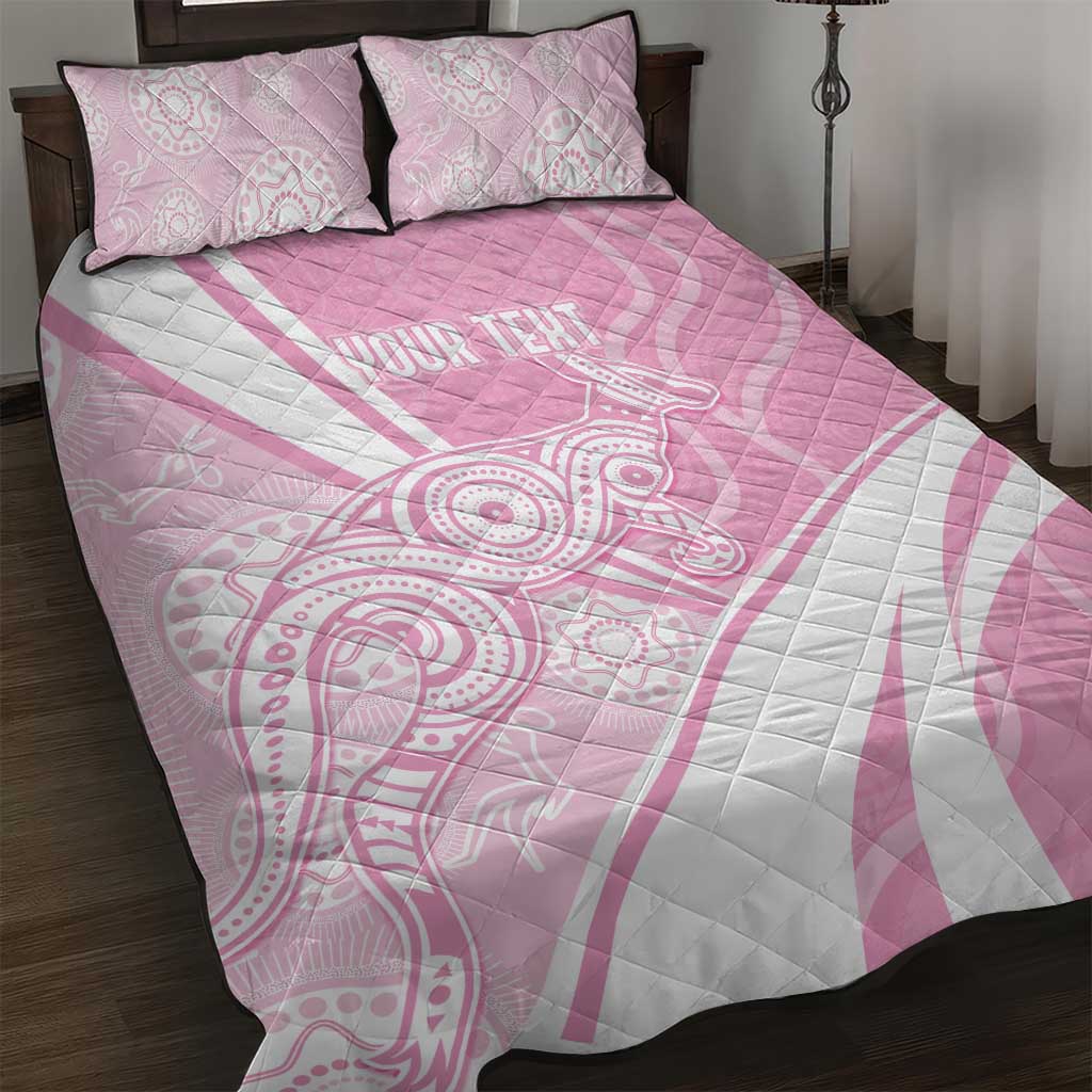 Australia Bowls Personalised Indigenous Pink Round Quilt Bed Set - Aussie Hoodie