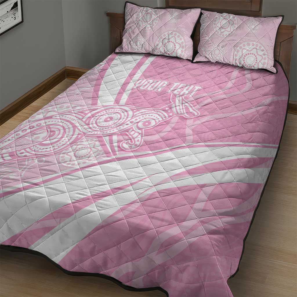 Australia Bowls Personalised Indigenous Pink Round Quilt Bed Set - Aussie Hoodie