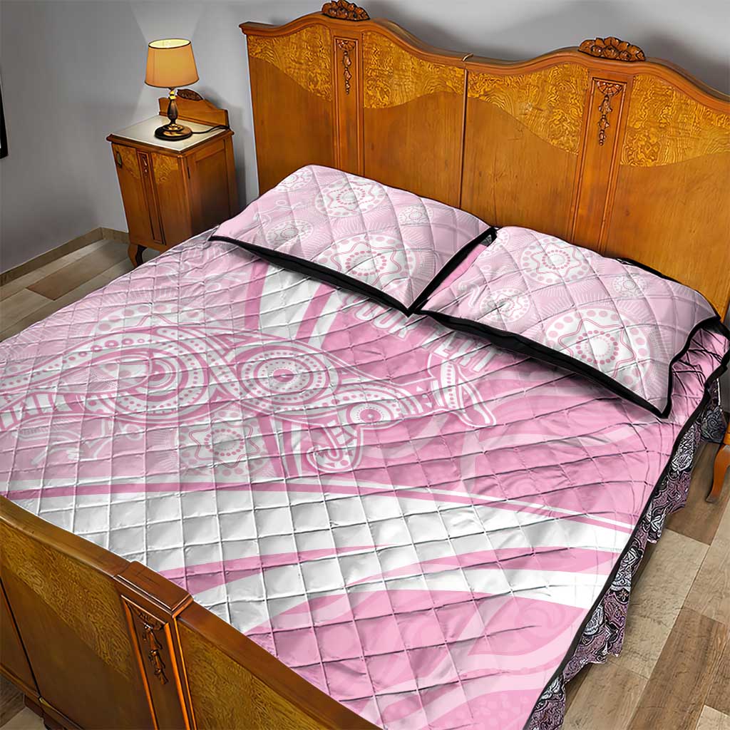 Australia Bowls Personalised Indigenous Pink Round Quilt Bed Set - Aussie Hoodie