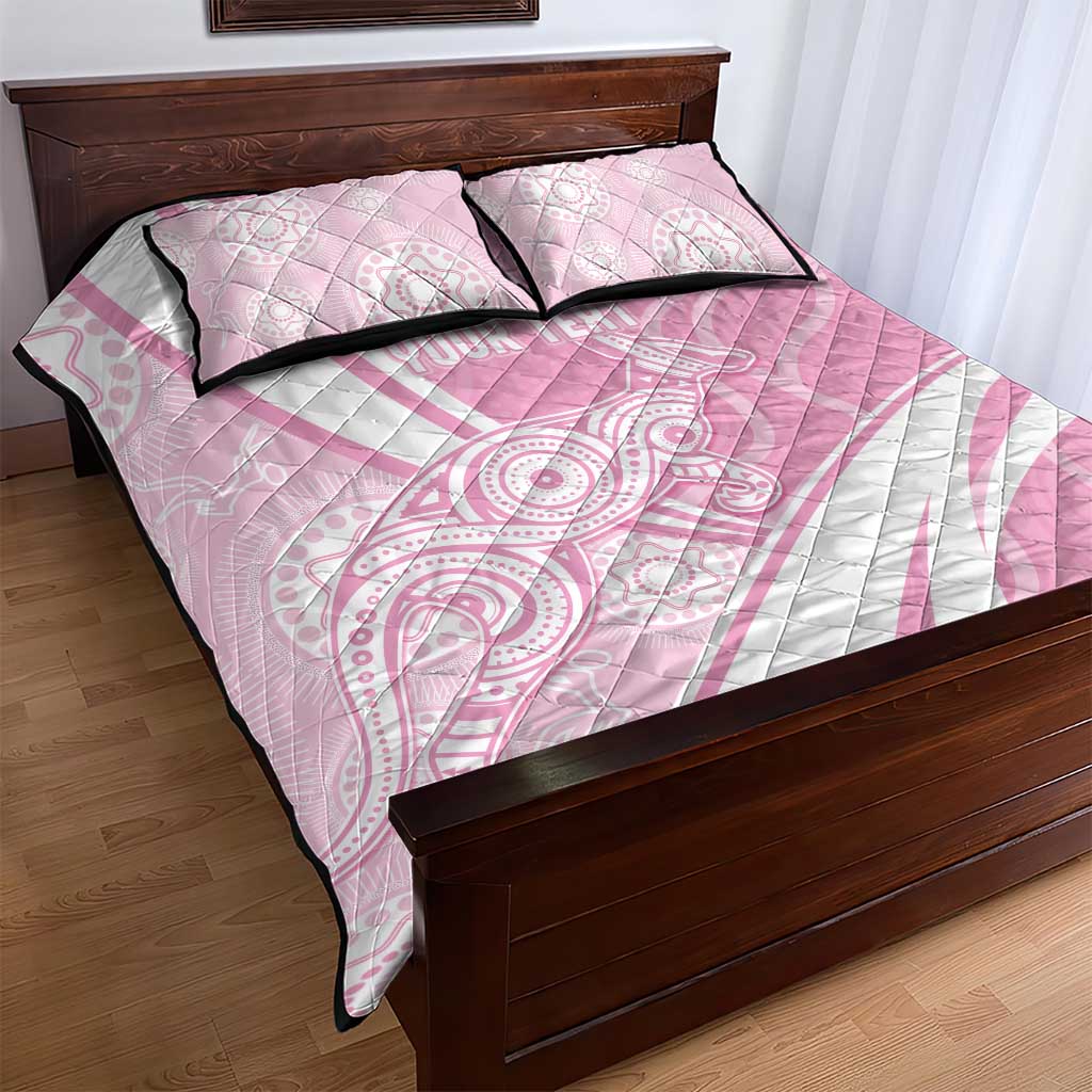 Australia Bowls Personalised Indigenous Pink Round Quilt Bed Set - Aussie Hoodie