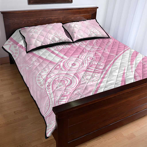 Australia Bowls Personalised Indigenous Pink Round Quilt Bed Set - Aussie Hoodie