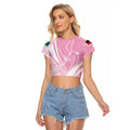 Australia Bowls Personalised Indigenous Pink Round Raglan Cropped T Shirt - Aussie Hoodie