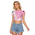 Australia Bowls Personalised Indigenous Pink Round Raglan Cropped T Shirt - Aussie Hoodie