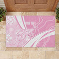 Australia Bowls Personalised Indigenous Pink Round Rubber Doormat - Aussie Hoodie