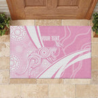 Australia Bowls Personalised Indigenous Pink Round Rubber Doormat - Aussie Hoodie
