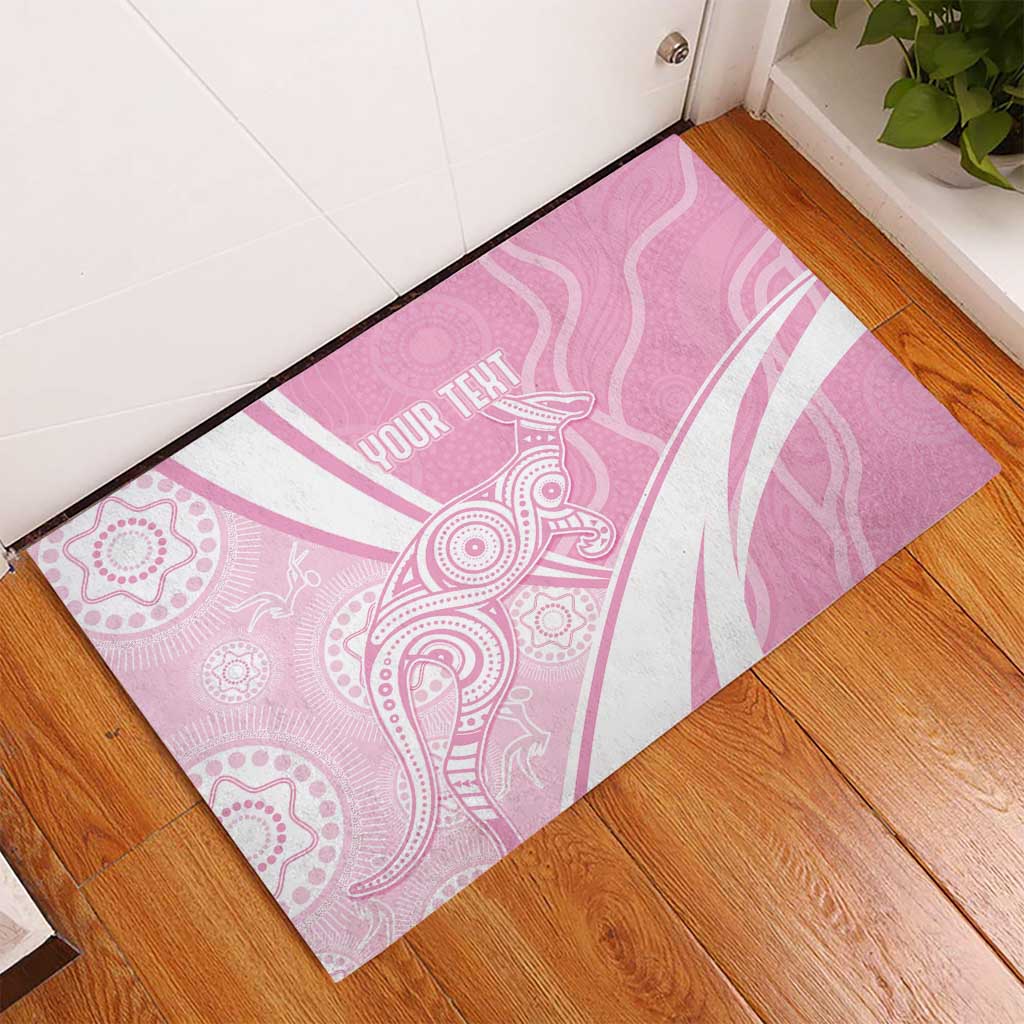 Australia Bowls Personalised Indigenous Pink Round Rubber Doormat - Aussie Hoodie