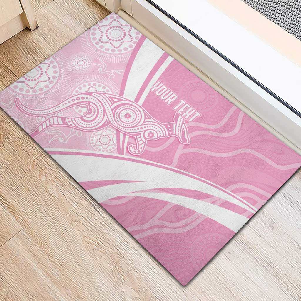Australia Bowls Personalised Indigenous Pink Round Rubber Doormat - Aussie Hoodie