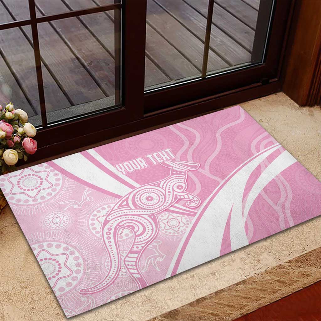 Australia Bowls Personalised Indigenous Pink Round Rubber Doormat - Aussie Hoodie