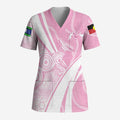 Australia Bowls Personalised Indigenous Pink Round Scrub Top - Aussie Hoodie