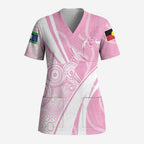 Australia Bowls Personalised Indigenous Pink Round Scrub Top - Aussie Hoodie