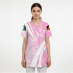Australia Bowls Personalised Indigenous Pink Round Scrub Top - Aussie Hoodie