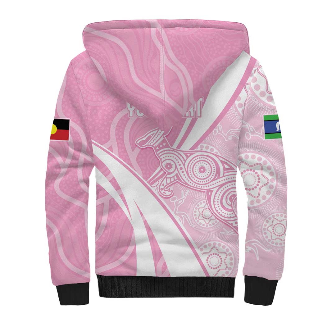 Australia Bowls Personalised Indigenous Pink Round Sherpa Hoodie - Aussie Hoodie