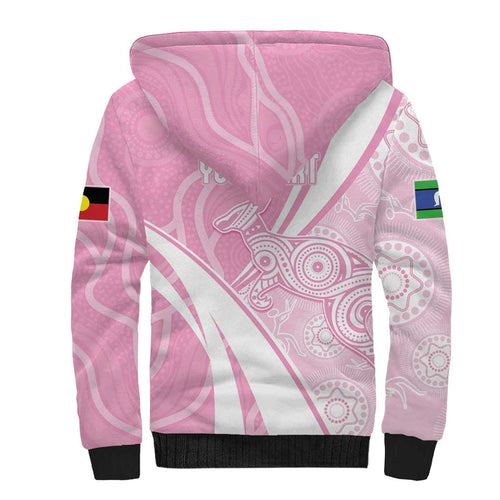 Australia Bowls Personalised Indigenous Pink Round Sherpa Hoodie - Aussie Hoodie