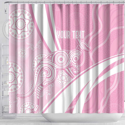 Australia Bowls Personalised Indigenous Pink Round Shower Curtain - Aussie Hoodie