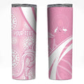 Australia Bowls Personalised Indigenous Pink Round Skinny Tumbler - Aussie Hoodie