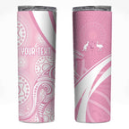 Australia Bowls Personalised Indigenous Pink Round Skinny Tumbler - Aussie Hoodie