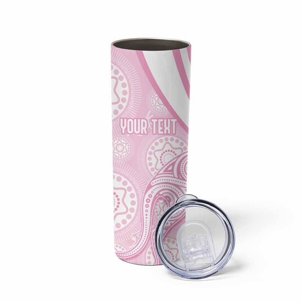 Australia Bowls Personalised Indigenous Pink Round Skinny Tumbler - Aussie Hoodie