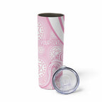 Australia Bowls Personalised Indigenous Pink Round Skinny Tumbler - Aussie Hoodie