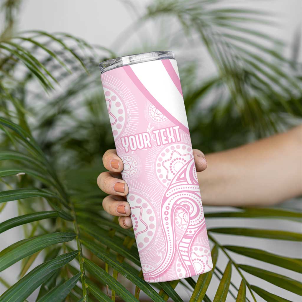 Australia Bowls Personalised Indigenous Pink Round Skinny Tumbler - Aussie Hoodie