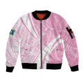 Australia Bowls Personalised Indigenous Pink Round Sleeve Zip Bomber Jacket - Aussie Hoodie