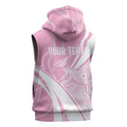 Australia Bowls Personalised Indigenous Pink Round Sleeveless Hoodie - Aussie Hoodie