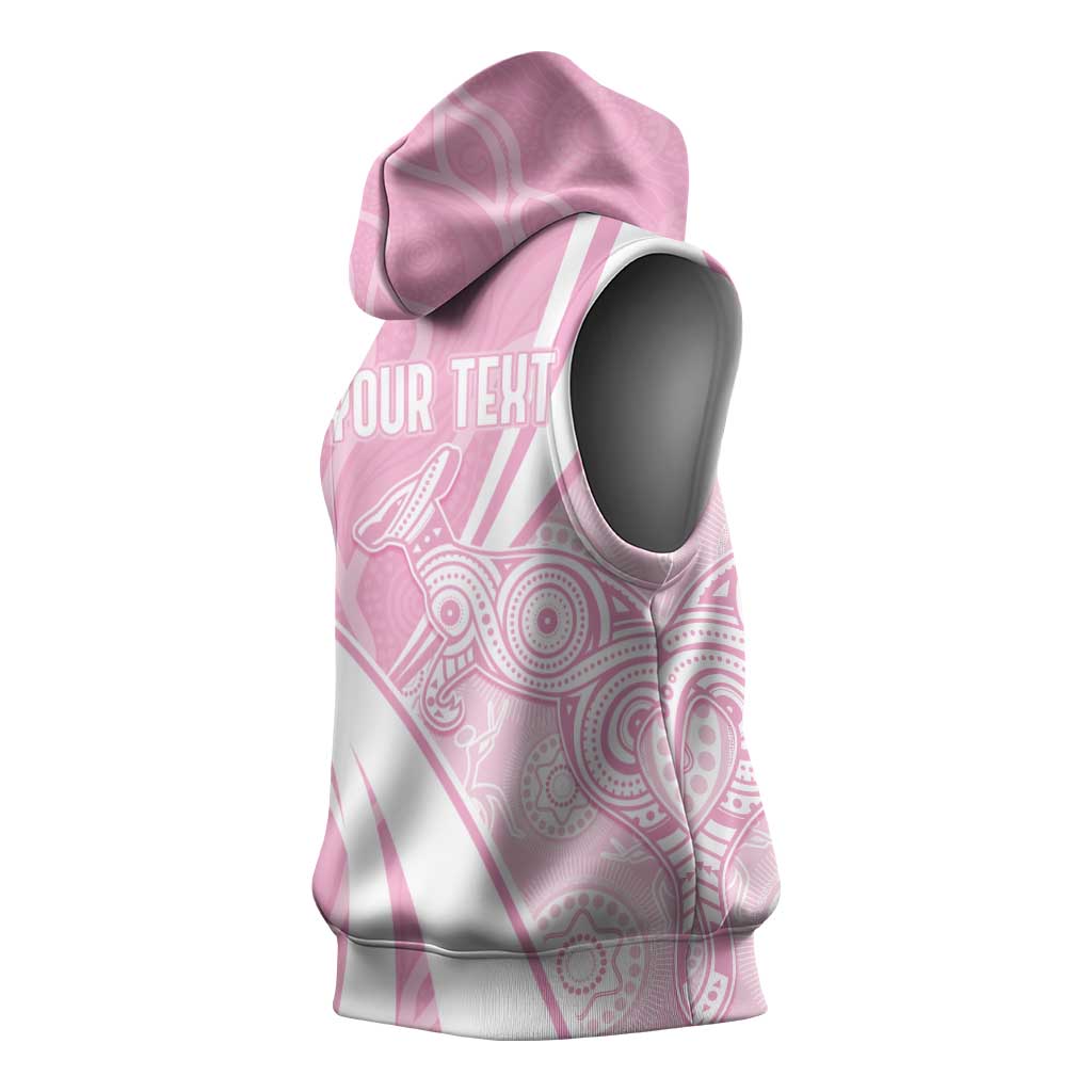 Australia Bowls Personalised Indigenous Pink Round Sleeveless Hoodie - Aussie Hoodie