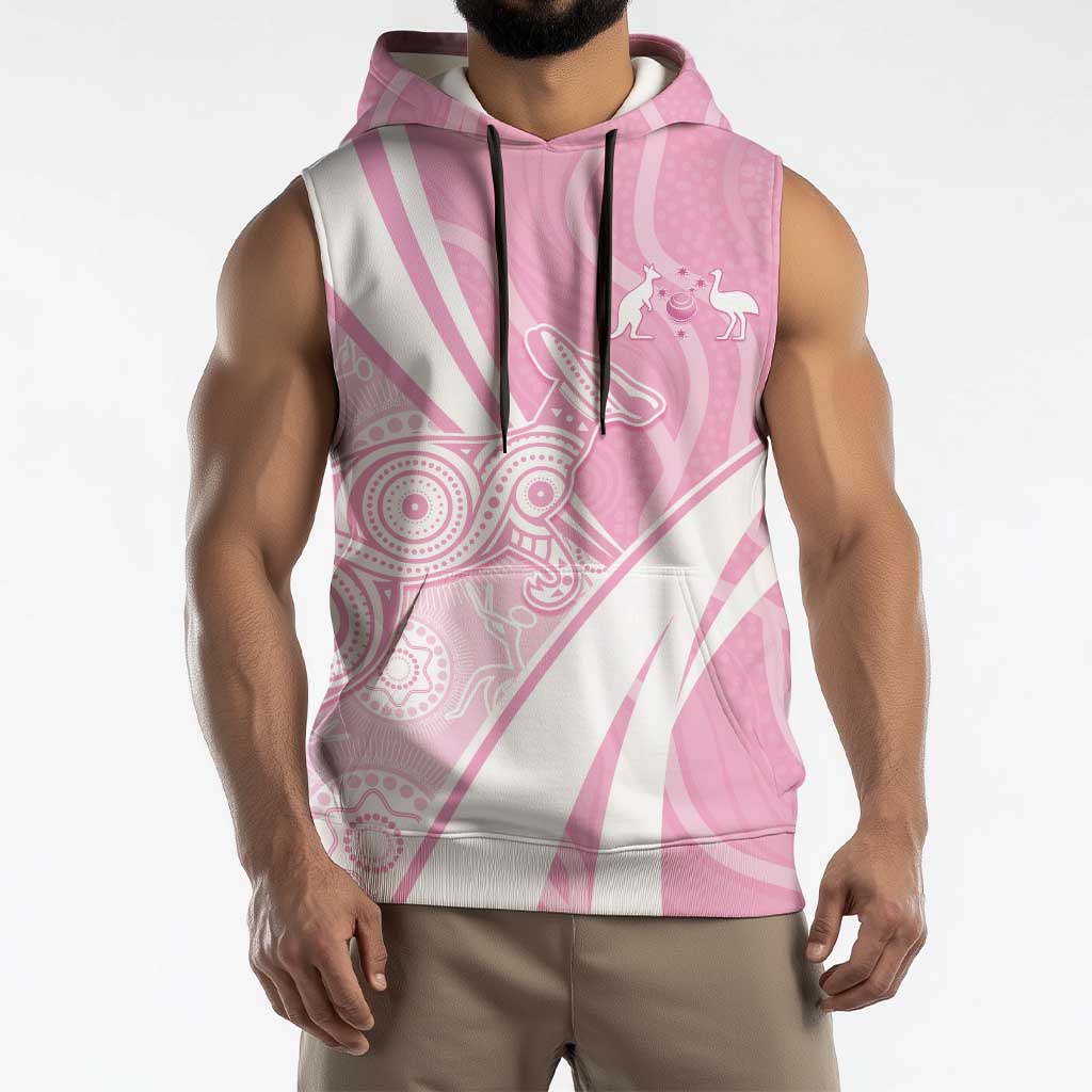 Australia Bowls Personalised Indigenous Pink Round Sleeveless Hoodie - Aussie Hoodie
