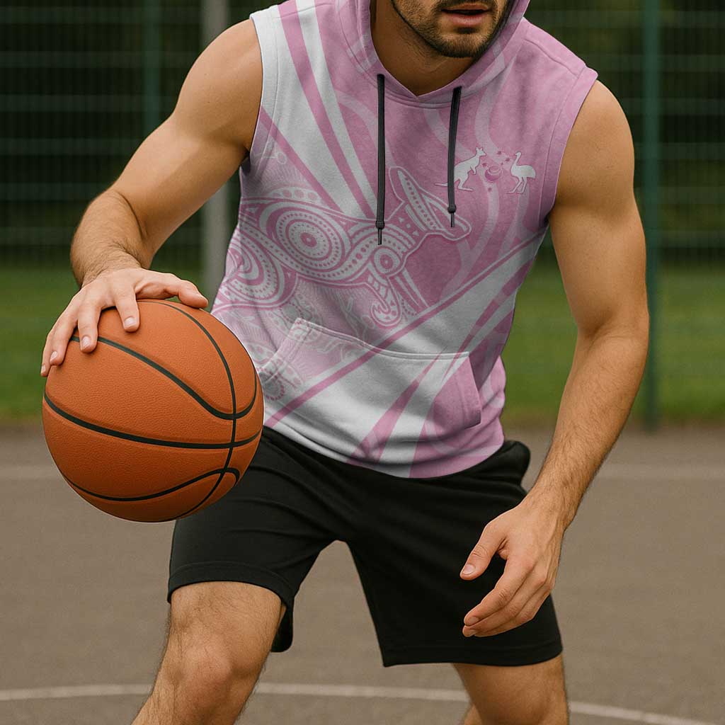 Australia Bowls Personalised Indigenous Pink Round Sleeveless Hoodie - Aussie Hoodie