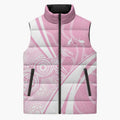 Australia Bowls Personalised Indigenous Pink Round Sleeveless Puffer Jacket - Aussie Hoodie