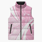 Australia Bowls Personalised Indigenous Pink Round Sleeveless Puffer Jacket - Aussie Hoodie