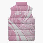 Australia Bowls Personalised Indigenous Pink Round Sleeveless Puffer Jacket - Aussie Hoodie