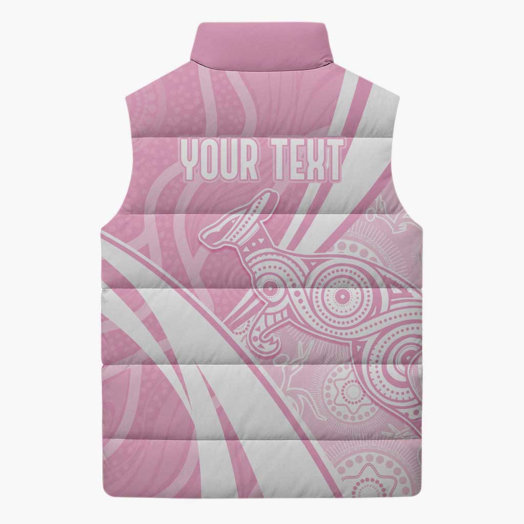 Australia Bowls Personalised Indigenous Pink Round Sleeveless Puffer Jacket - Aussie Hoodie