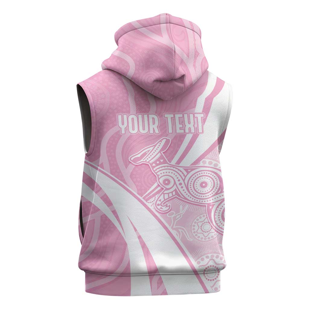 Australia Bowls Personalised Indigenous Pink Round Sleeveless Zip Hoodie LT7